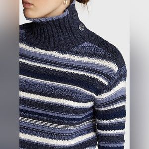 NWOT Polo Ralph Lauren women stripe buttoned placket turtleneck sweater